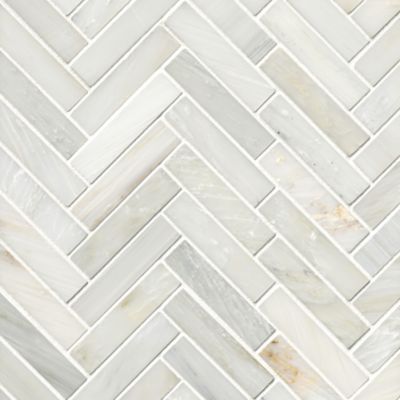 Hampton Large Herringbone Marble Mosaic Tile