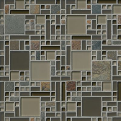 Amarillo Mix Stone and Glass Mosaic Wall and Floor Tile - 12 x 12 in.