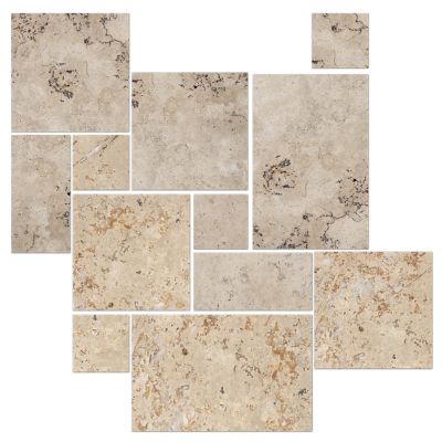 Mevlana Brush/Chiseled Sm Versailles Travertine Wall and Floor Tile