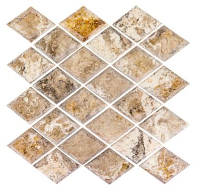 Volcano Diamond Honed Travertine Mosaic Wall and Floor Tile