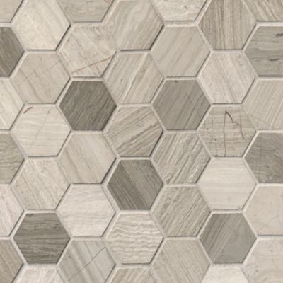 Legno Honed Hex Travertine Mosaic Floor Tile - 2 x 2 in.