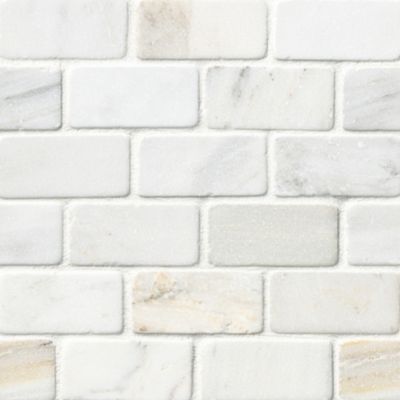 Hampton Carrara Tumbled Amalfi Marble Mosaic Tile - 2 x 4 in.