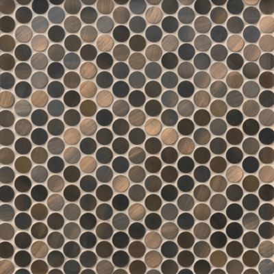 Brushed Copper Penny Round Metal Mosaic Wall and Floor Tile