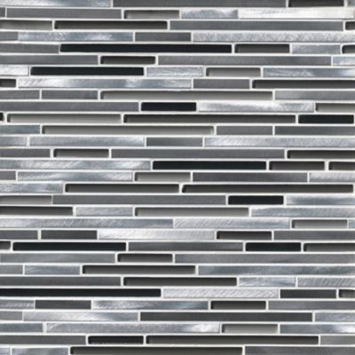 Brushed Metal with Glass Metal Mosaic Tile - 12 x 16 in.