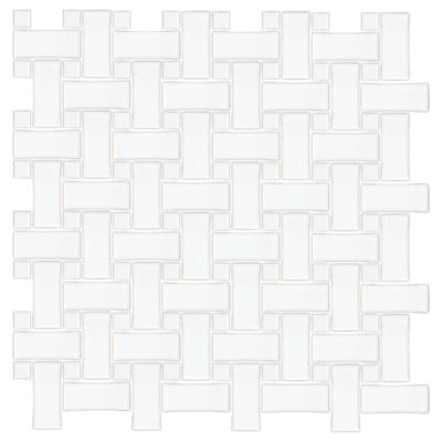 Basketweave Matte White with White Porcelain Mosaic Wall and Floor Tile