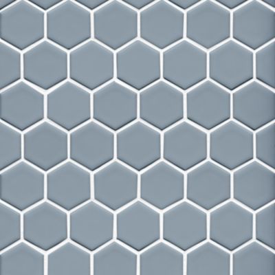 Imperial Slate Blue Gloss Hex Ceramic Mosaic Wall and Floor Tile - 2 in.