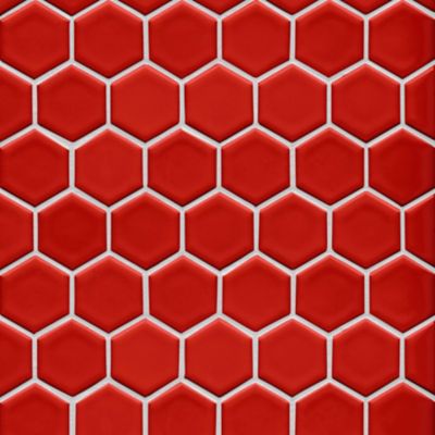 Imperial Red Gloss Hex Ceramic Mosaic Wall and Floor Tile - 2 in.