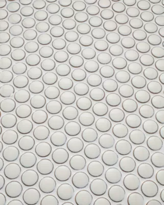 Penny Round Milk Porcelain Mosaic Wall and Floor Tile - The Tile Shop