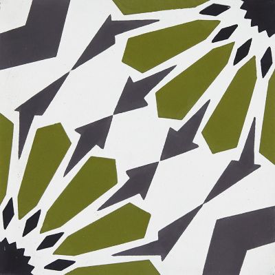 Star Olive/Grey Encaustic Square Pattern Cement Wall and Floor Tile - 8 in.