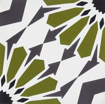 Star Olive/Grey Encaustic Square Pattern Cement Wall and Floor Tile Sample