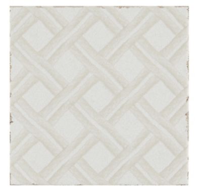 Annie Selke Lattice with White and Cream Ceramic Wall Tile - 6 x 6 in.