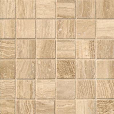 Chala Veincut Brushed Travertine Mosaic Wall and Floor Tile 2 x 2 in