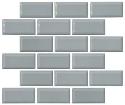 Blue Grey Glossy Beveled Porcelain Amalfi Subway Mosaic Wall Tile