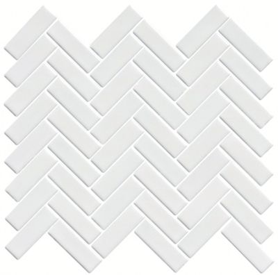 Herringbone Gloss White Porcelain Mosaic Wall and Floor Tile