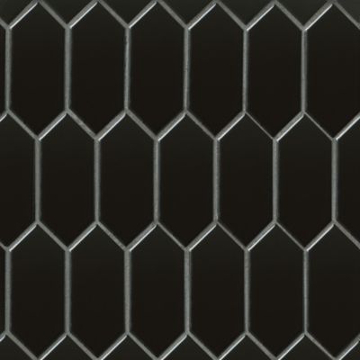 Picket Gloss Black Porcelain Mosaic Wall and Floor Tile Sample