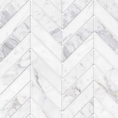 Volakas Honed Chevron Marble Mosaic Wall and Floor Tile