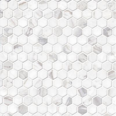 Volakas Honed Hex Marble Mosaic Wall and Floor Tile - 1 in.
