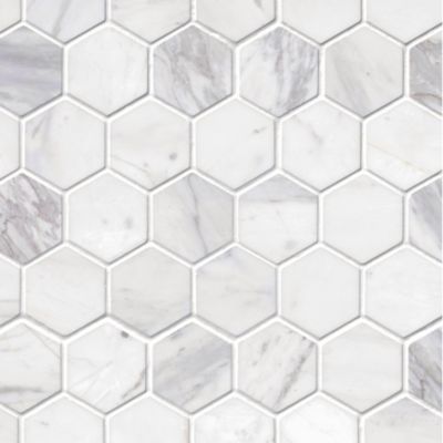 Volakas Honed Hex Marble Mosaic Wall and Floor Tile - 2 in.