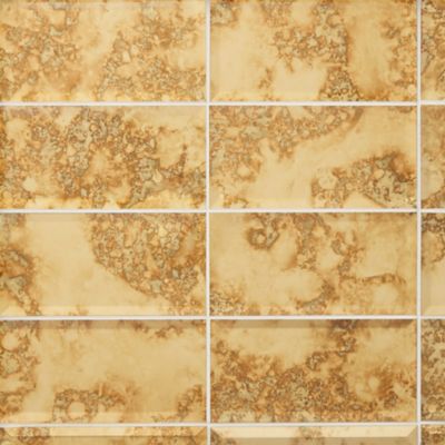 Gold Antique Mirror Bevel Glass Wall Tile - 3 x 6 in.