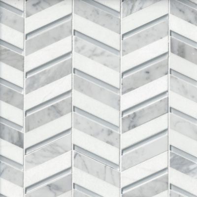 Divisa White Marble with Glass Mosaic Wall and Floor Tile