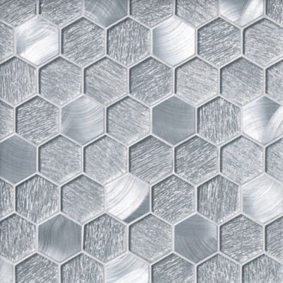 Posh Brushed Silver Glass Mosaic Wall Tile