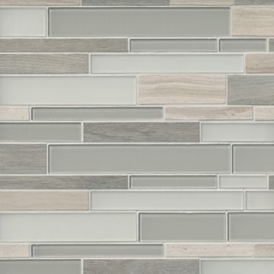 Aspire Athens Ash Glass and Vinyl Mosaic Wall and Floor Tile