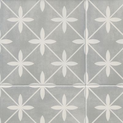 Laura Ashley Sunflower Charcoal with White Porcelain Wall and Floor Tile -  8 x 8 in. - The Tile Shop