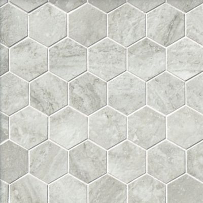 Jupiter Grey Hex Porcelain Mosaic Wall and Floor Tile - 2 in.