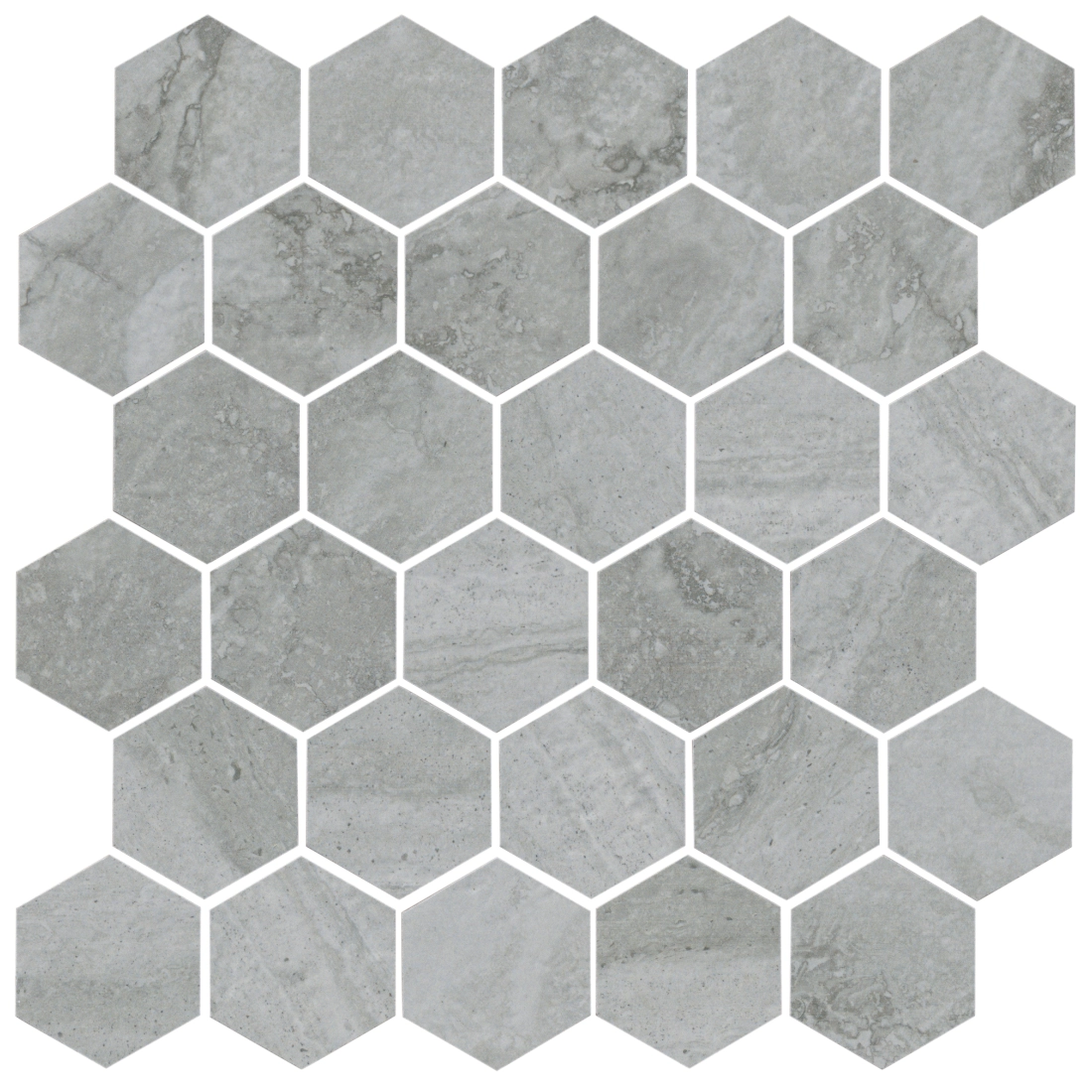 Royal Grey Hex Porcelain Mosaic Wall and Floor Tile - 2 in. Royal Grey Hex Porcelain Mosaic Wall and Floor Tile - 2 in.