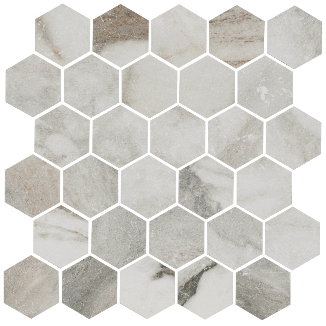 Royal Grey Hex Porcelain Mosaic Wall and Floor Tile - 2 in. Royal Grey Hex Porcelain Mosaic Wall and Floor Tile - 2 in.