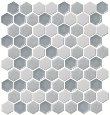 Energy Hex White/Light Gray Porcelain Mosaic Wall Tile - 1.5 in.