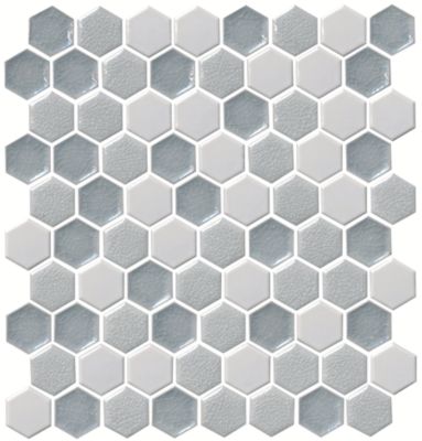 Energy Hex White/Light Gray Porcelain Mosaic Wall Tile Sample