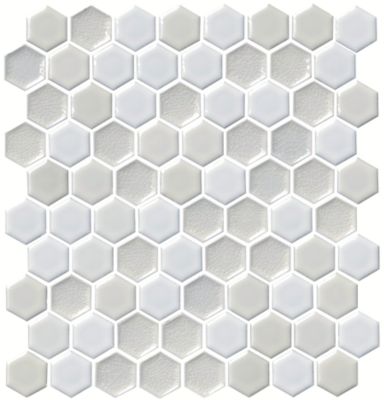 Energy Hex White Porcelain Mosaic Wall Tile Sample