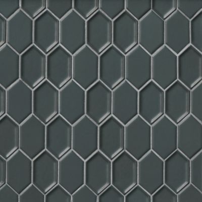 Shapes Elongated Hex Charcoal Gray Porcelain Mosaic Wall Tile - 3 in.