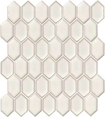 Shapes Elongated Hex Off White Two Tone Porcelain Mosaic Wall Tile - 3 in.