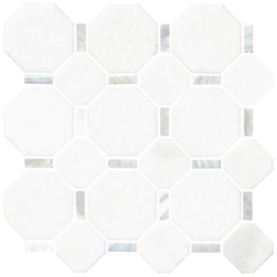 Verona Marble with White Nacre Mosaic Wall Tile