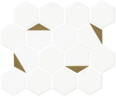 Palermo Bianco Stone Hex Mosaic Wall and Floor Tile - 3 in.