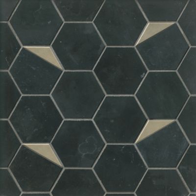 Palermo Noir Stone Hex Mosaic Wall and Floor Tile - 3 in.