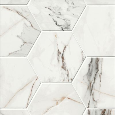 Calacatta Gold Hex Porcelain Wall and Floor Tile - 10 in.