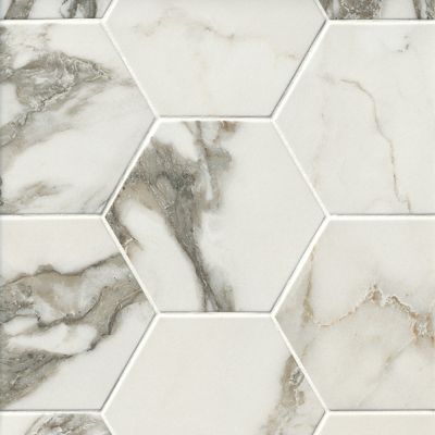 Calacatta Majestic Hex Porcelain Wall and Floor Tile - 10 in.