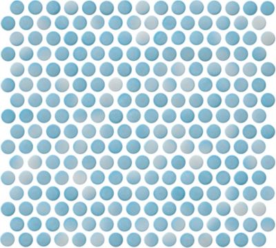 Penny Round Fresh Blue Porcelain Mosaic Wall and Floor Tile Sample