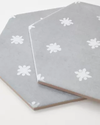Laura Ashley Louise Star Pale Slate Hex Porcelain Wall and Floor