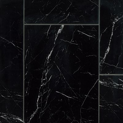 Pietra Black Polished Porcelain Wall and Floor Tile - 12 x 24 in.