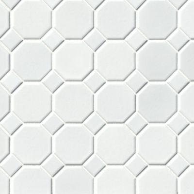 Octagon Matte White Porcelain Mosaic Wall and Floor Tile 