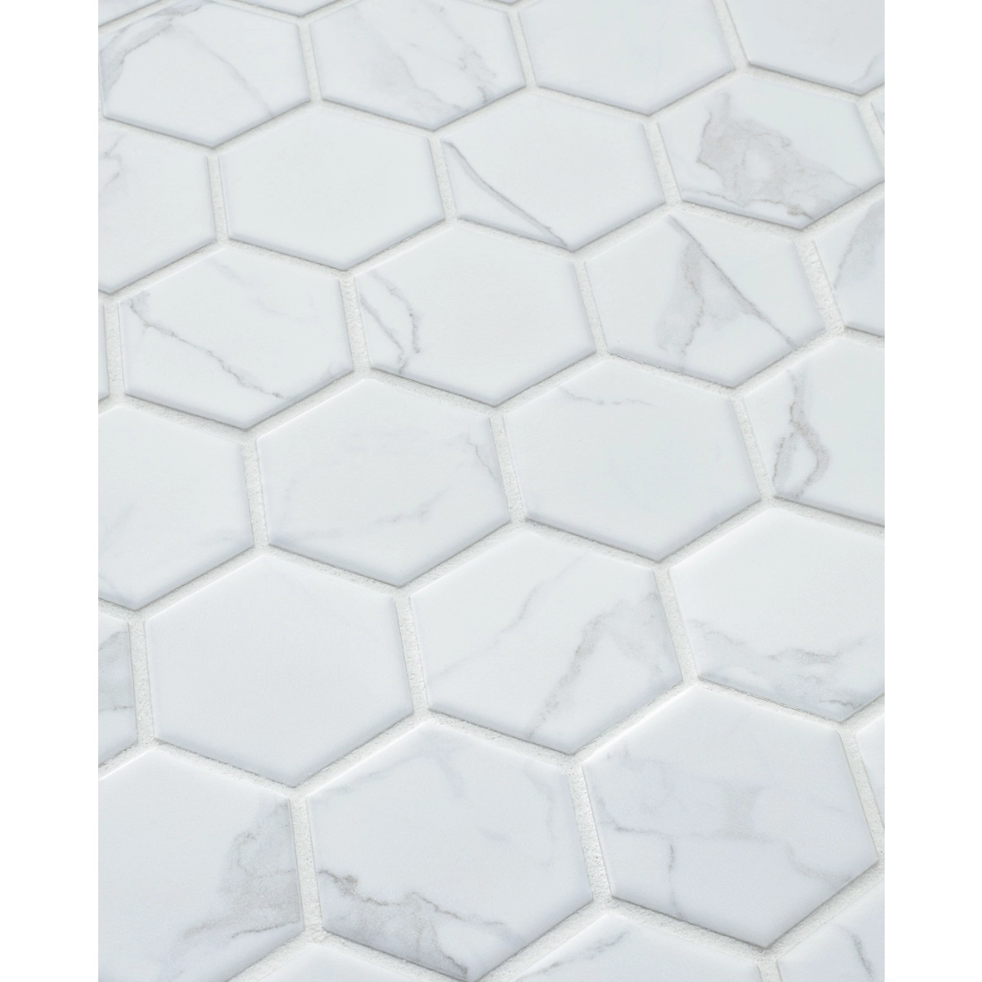 Hex Carrara Snow White Porcelain Mosaic Wall and Floor Tile - 1 in. Hex Carrara Snow White Porcelain Mosaic Wall and Floor Tile - 1 in.