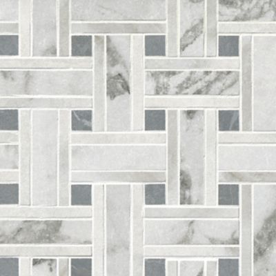 Livingston Arabescato, Bianco and Grigio Basketweave Porcelain Mosaic Wall and Floor Tile - 12 x 12 in.