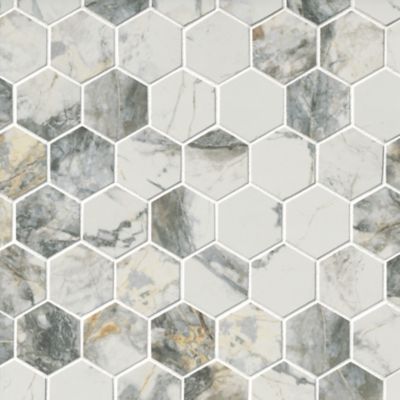 Invisible Grey Satinato Hex Porcelain Mosaic Wall and Floor Tile - 2 in.