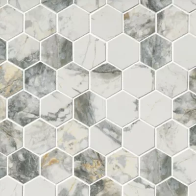 Royal Grey Hex Porcelain Mosaic Wall and Floor Tile - 2 in.