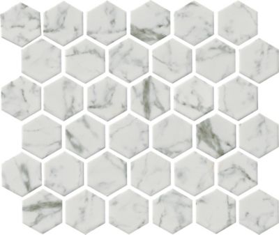 Lombardia White Matte Hex Porcelain Mosaic Wall and Floor Tile - 2 in.