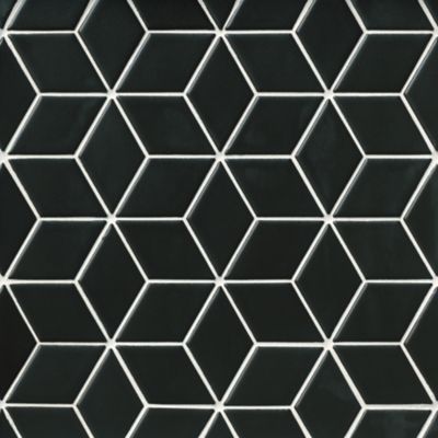 Imperial Black Matte Rhombus Porcelain Mosaic Wall and Floor Tile